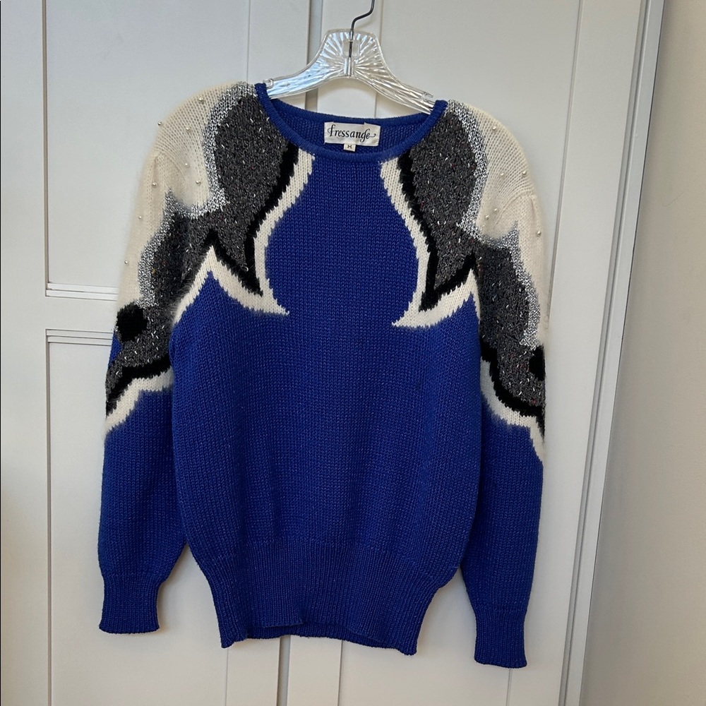 Blue Gray and white vintage Women's Sweater